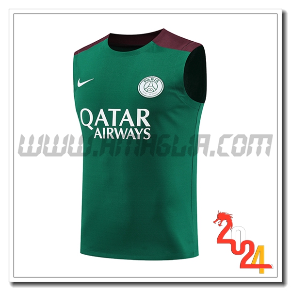 Canotta Allenamento PSG Verde/Rosso 2024 2025