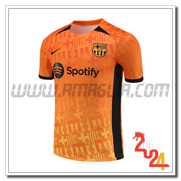 T Shirt Allenamento FC Barcellona Arancia/Nero 2024 2025