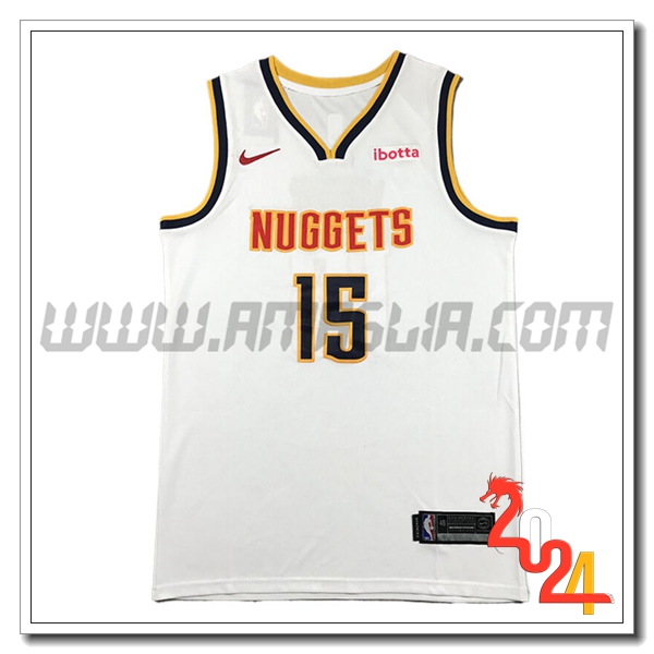 Maglia Denver Nuggets (JOKIC #15) 2024/25 Bianco/Nero/Giallo