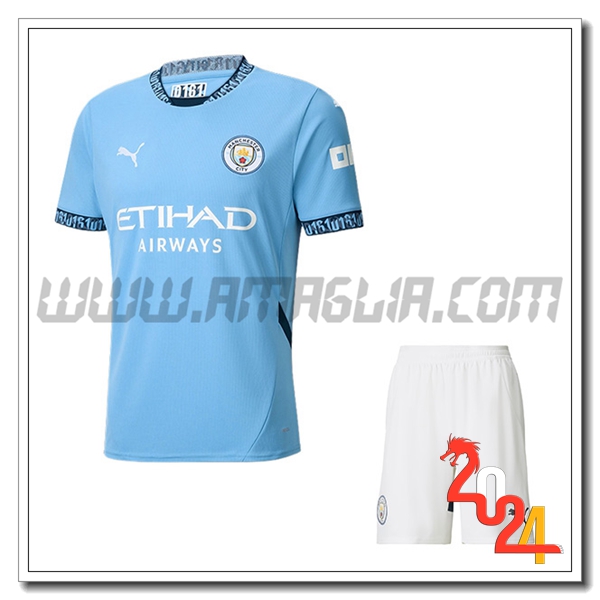 Kit Maglia Manchester City Prima + Pantaloncini 2024 2025