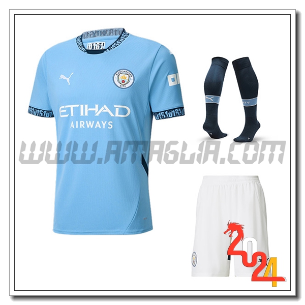 Kit Maglia Manchester City Prima (Pantaloncini + Calzini) 2024 2025