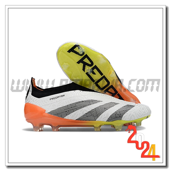 Adidas Scarpe Da Calcio PREDATOR ELITE LACELESS BOOTS FG Bianco/Grigio/Arancia