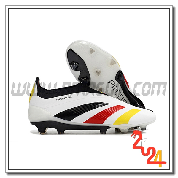 Adidas Scarpe Da Calcio PREDATOR ELITE LACELESS BOOTS FG Bianco/Nero/Rosso/Giallo