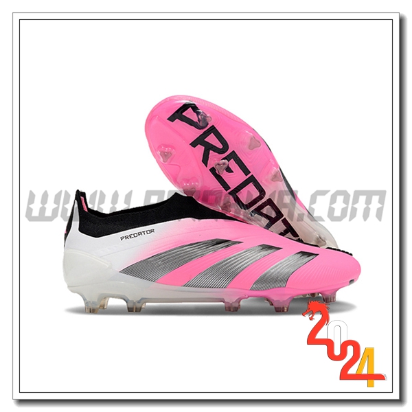 Adidas Scarpe Da Calcio PREDATOR ELITE LACELESS BOOTS FG Rosa/Grigio/Bianco