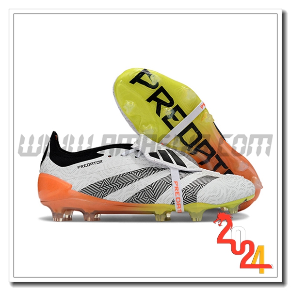 Adidas Scarpe Da Calcio Predator Elite Tongue FG Bianco/Grigio/Arancia