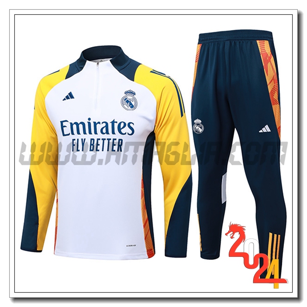 Tuta Allenamento Real Madrid Bianco/Giallo/Blu 2024 2025