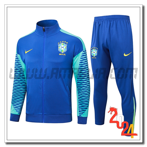 Tuta Allenamento Giacca Brasile Blu/Verde 2024 2025