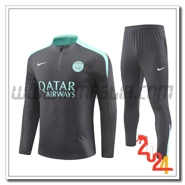 Tuta Allenamento PSG Grigio/Verde 2024 2025