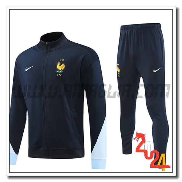 Tuta Allenamento Giacca Francia Nero/Blu 2024 2025
