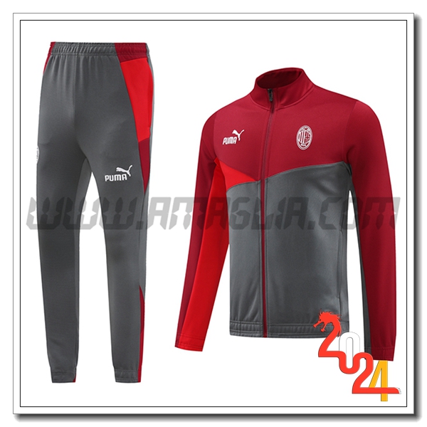 Tuta Allenamento Giacca AC Milan Rosso/Grigio 2024 2025