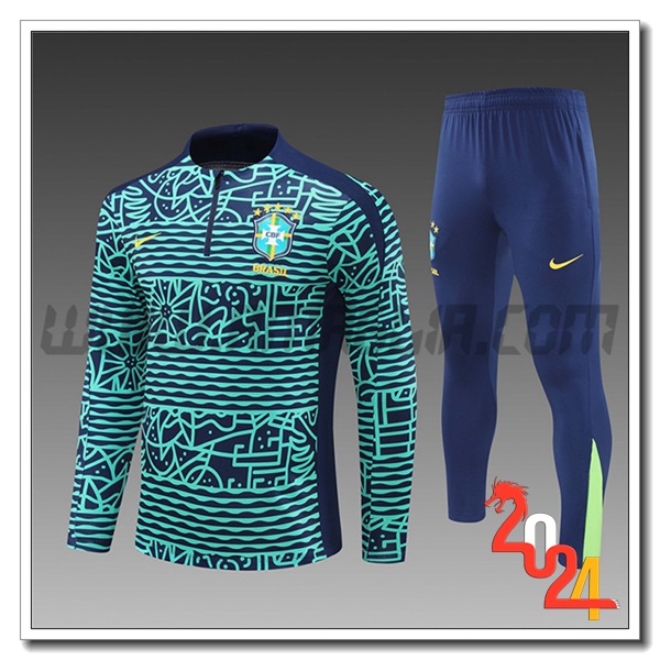 Tuta Allenamento Brasile Bambino Verde/Blu 2024 2025