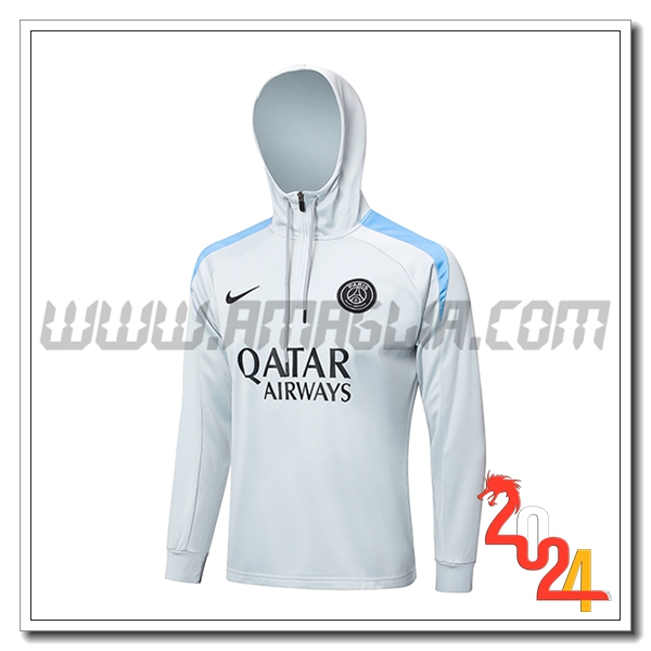 Giacca Con Cappuccio PSG Grigio Chiaro 2024 2025