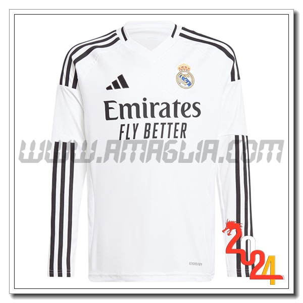 Nuovo Maglia Calcio Real Madrid Maniche lunghe Prima 2024 2025