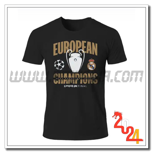 Maglia Calcio Real Madrid Maglietta Champions 15 2024 2025 Nero