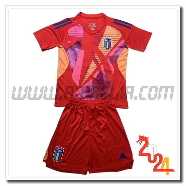 Kit Maglia Portiere Italia Bambino 2024 2025 Rosso