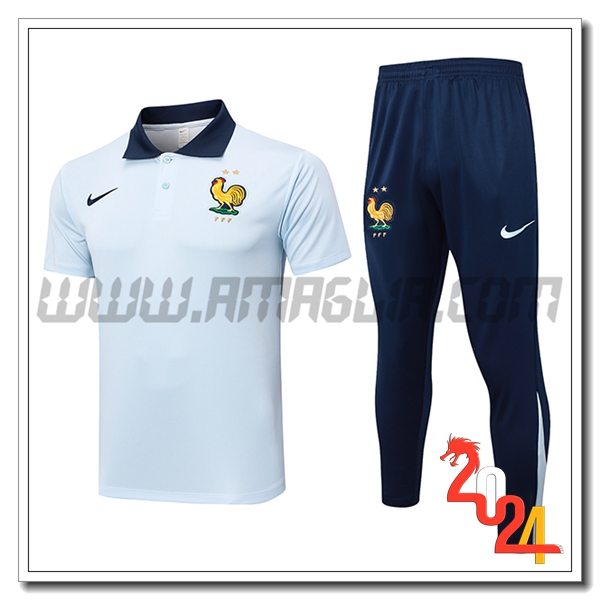 Kit Maglia Polo Francia Azzurro 2024 2025