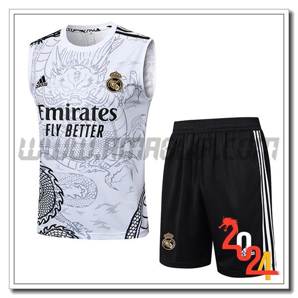 Kit Canotta Allenamento Real Madrid Bianco/Grigio/Nero 2024 2025