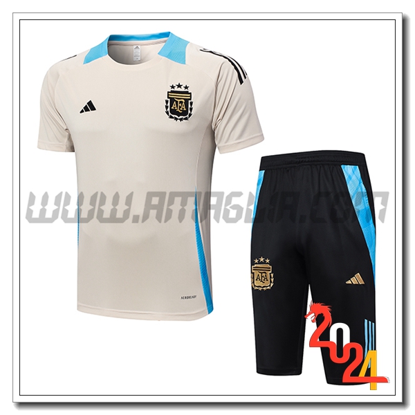 Kit Maglia Allenamento Argentina Beige/Blu 2024 2025