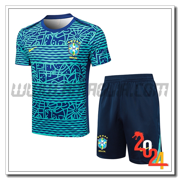 Kit Maglia Allenamento Brasile Blu/Verde 2024 2025 -02