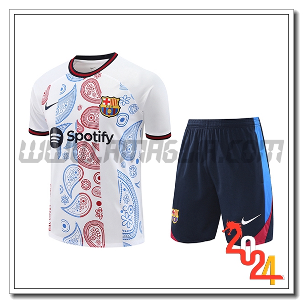Kit Maglia Allenamento FC Barcellona Bianco/Rosso/Blu 2024 2025