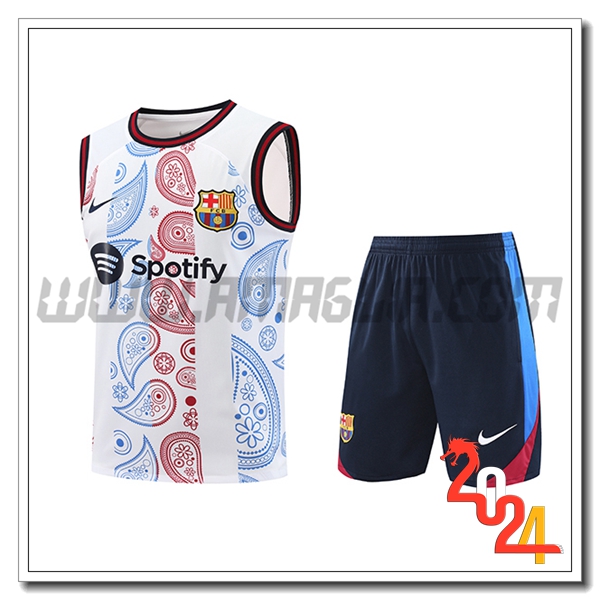 Kit Canotta Allenamento FC Barcellona Bianco/Rosso/Blu 2024 2025