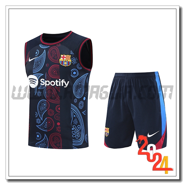 Kit Canotta Allenamento FC Barcellona Nero/Rosso/Blu 2024 2025 -02
