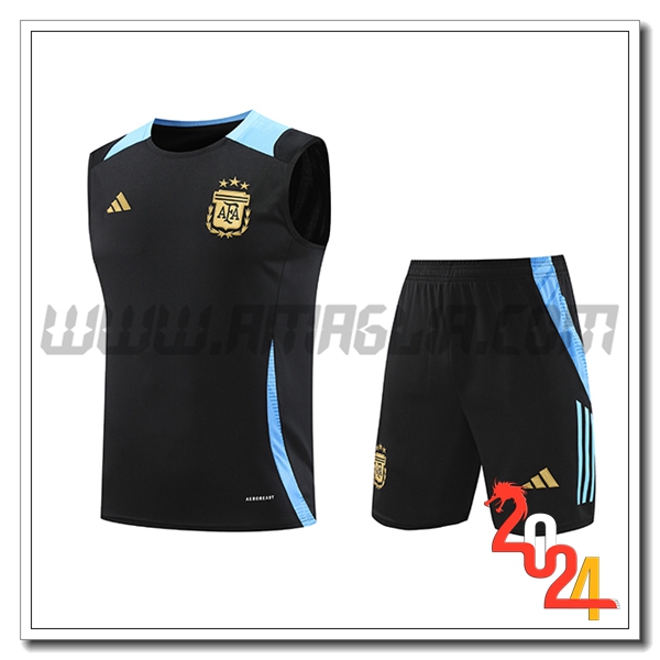 Kit Canotta Allenamento Argentina Nero/Blu 2024 2025
