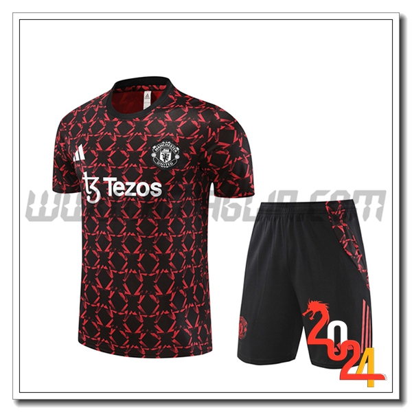 Kit Maglia Allenamento Manchester United Nero/Rosso 2024 2025