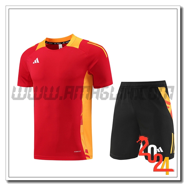 Kit Maglia Allenamento Adidas Rosso/Giallo 2024 2025
