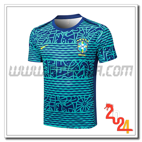 T Shirt Allenamento Brasile Blu/Verde 2024 2025