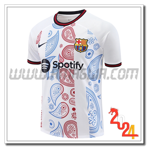 T Shirt Allenamento FC Barcellona Bianco/Rosso/Blu 2024 2025