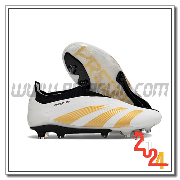 Adidas Scarpe Da Calcio PREDATOR ELITE LACELESS BOOTS FG Bianco/Giallo/Nero