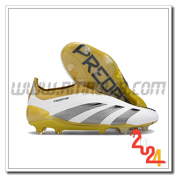 Adidas Scarpe Da Calcio PREDATOR ELITE LACELESS BOOTS FG Bianco/Giallo/Grigio