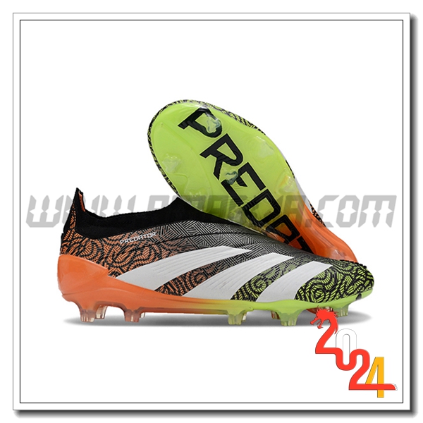 Adidas Scarpe Da Calcio PREDATOR ELITE LACELESS BOOTS FG Nero/Arancia/Bianco/Verde