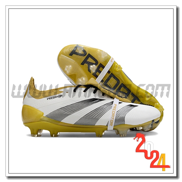 Adidas Scarpe Da Calcio Predator Elite Tongue FG Bianco/Giallo/Grigio