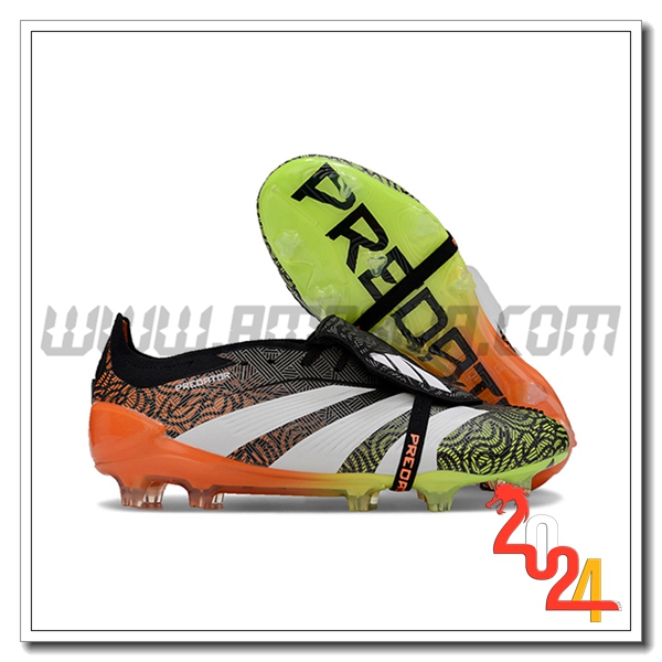 Adidas Scarpe Da Calcio Predator Elite Tongue FG Nero/Arancia/Bianco/Verde