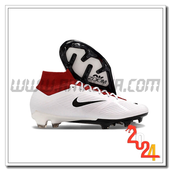 Nike Scarpe Da Calcio Air Zoom Mercurial Superfly IX Elite T90 FG Bianco/Rosso/Nero