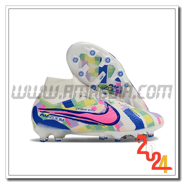 Nike Scarpe Da Calcio Air Zoom Mercurial Superfly IX Elite AG Bianco/Verde/Blu/Rosa