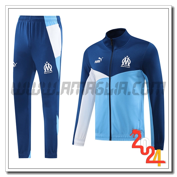 Tuta Allenamento Giacca Calcio Marsiglia Blu/Bianco 2024 2025