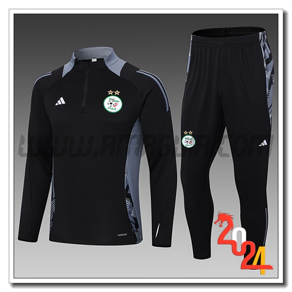 Tuta Allenamento Algeria Bambino Nero/Grigio 2024 2025