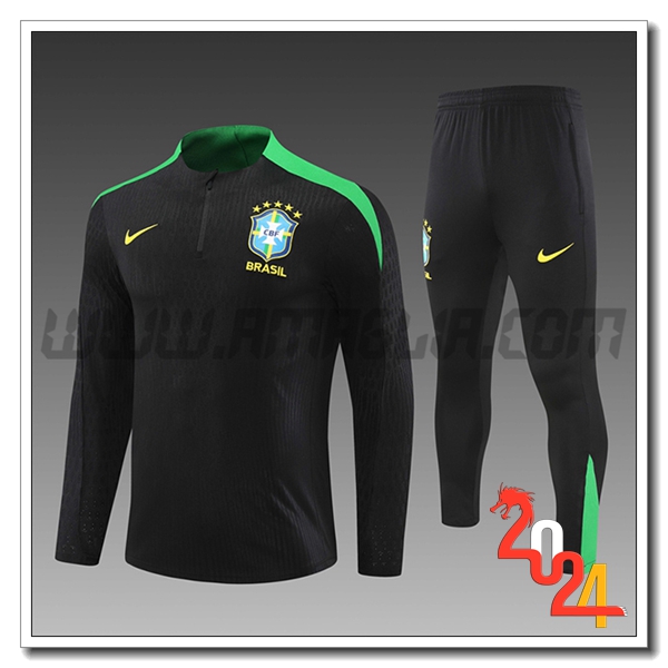 Tuta Allenamento Brasile Bambino Nero/Verde 2024 2025