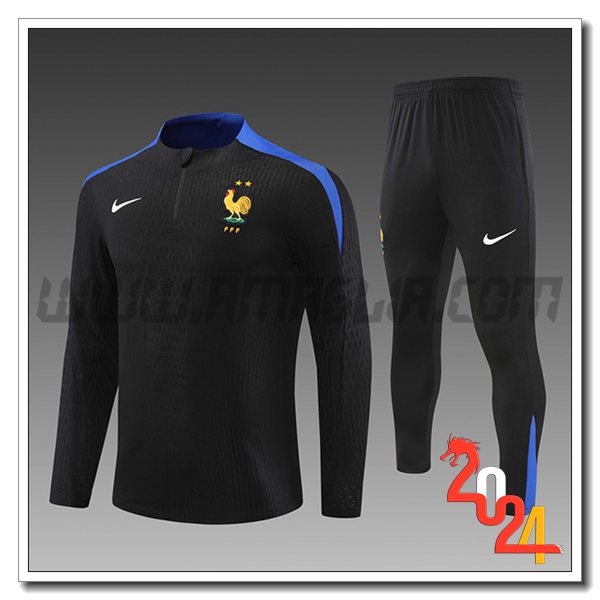 Tuta Allenamento Francia Bambino Nero/Blu 2024 2025
