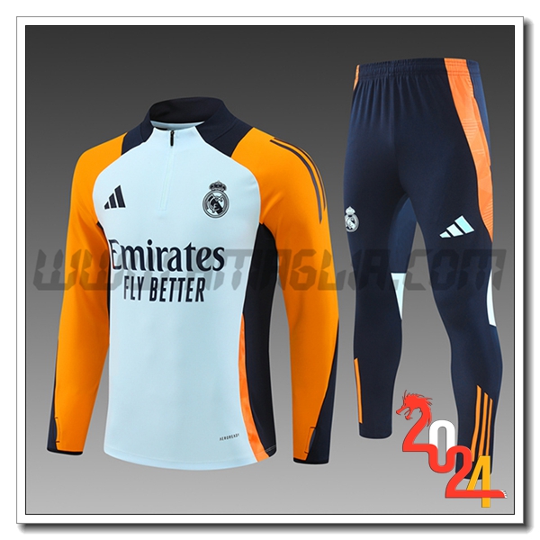 Tuta Allenamento Real Madrid Bambino Blu/Nero/Arancia 2024 2025