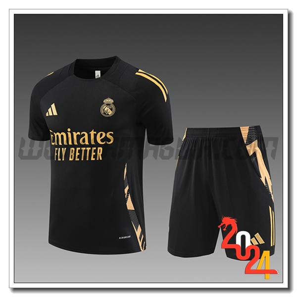 Kit Maglia Allenamento Real Madrid Bambino Nero/Giallo 2024 2025