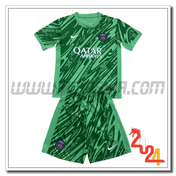 Kit Maglia Portiere PSG Bambino 2024 2025 Verde