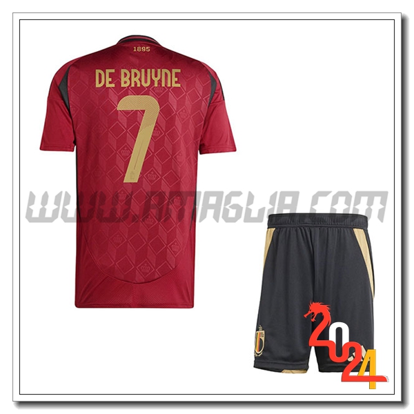 Prima Maglia Squadra Belgio Bambino DE BRUYNE 7 2024 2025