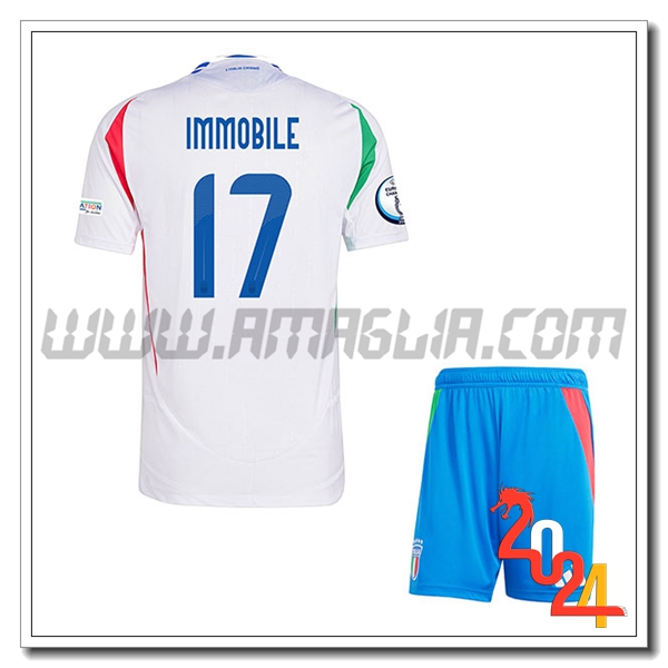 Seconda Maglia Squadra Italia Bambino IMMOBILE #17 2024 2025