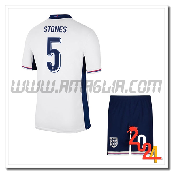 Prima Maglia Squadra Inghilterra Bambino STONES #5 2024 2025