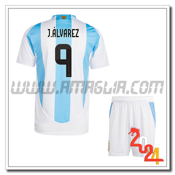 Prima Maglia Squadra Argentina Bambino J.ALVAREZ #9 2024 2025