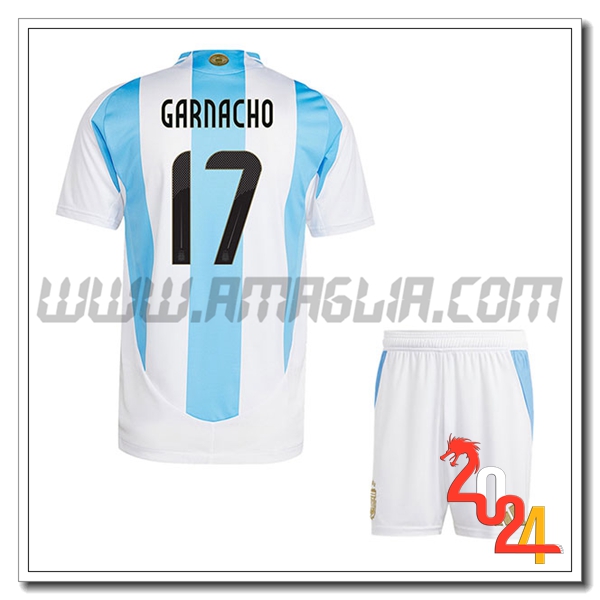 Prima Maglia Squadra Argentina Bambino GARNACHO #17 2024 2025